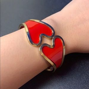 Vintage Red Enamel Heart Bracelet
